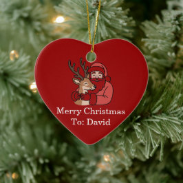Minimalistischer Weihnachtsmann & Hirsche Linie We Keramik Ornament