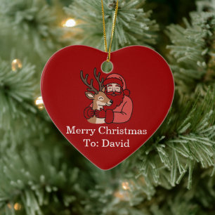 Minimalistischer Weihnachtsmann & Hirsche Linie We Keramik Ornament