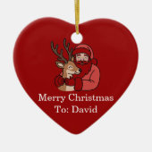 Minimalistischer Weihnachtsmann & Hirsche Linie We Keramik Ornament (Vorne)