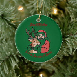Minimalistischer Weihnachtsmann & Hirsche Linie We Keramik Ornament