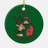 Minimalistischer Weihnachtsmann & Hirsche Linie We Keramik Ornament (Vorne)