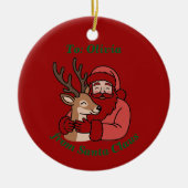 Minimalistischer Weihnachtsmann & Hirsche Linie We Keramik Ornament (Vorne)