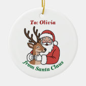 Minimalistischer Weihnachtsmann & Hirsche Linie We Keramik Ornament (Vorne)