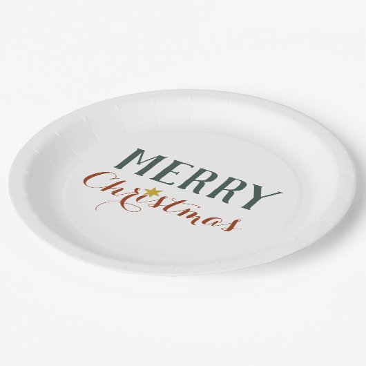 Minimalistischer Weihnachtsstar Pappteller (Schrägansicht)