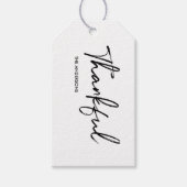 Minimalistischer weißer "dankbarer" Erntedank Geschenkanhänger (Vorderseite)