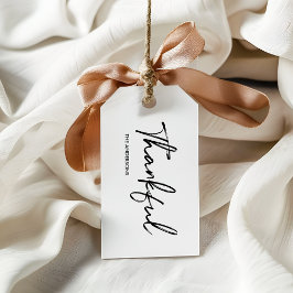 Minimalistischer weißer "dankbarer" Erntedank Geschenkanhänger