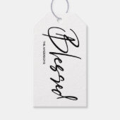 Minimalistischer weißer "gesegneter" Erntedank Geschenkanhänger (Vorderseite)