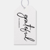 Minimalistischer weißer "Grateam"-Erntedank Geschenkanhänger (Vorderseite)