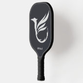 Minimalistischer weißer Hawk auf Schwarz-Modern-Mo Pickleball Schläger (Links)