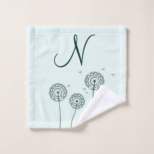 Minimalistischer, weißer Kronleuchter, Monogramm, Badhandtuch Set (Waschlappen)