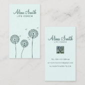 Minimalistischer, weißer Löwenzahn Blume Life Coac Visitenkarte (Vorne/Hinten)