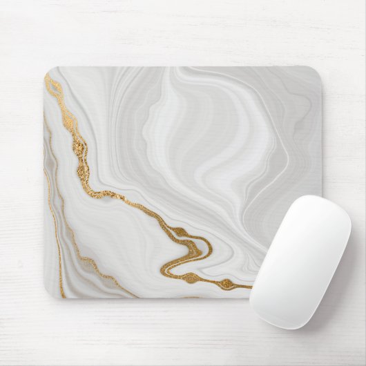 Minimalistischer weißer Marmor Mousepad (Mit Mouse)