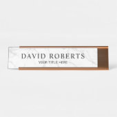 Minimalistischer weißer Marmor Schreibtischnamensplakette (Vorderseite )