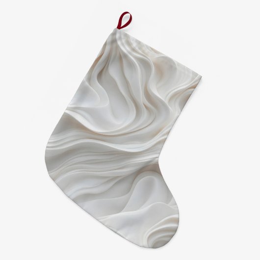 Minimalistischer weißer Marmorgewand Moderner Marm Großer Weihnachtsstrumpf (Vorderansicht (hängend))