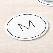 Minimalistischer weißer Monogramm-Einfach-Letter Runder Pappuntersetzer (Angewinkelt)
