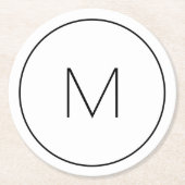 Minimalistischer weißer Monogramm-Einfach-Letter Runder Pappuntersetzer (Vorderseite)