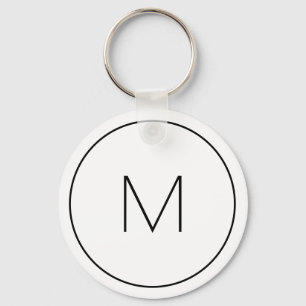 Minimalistischer weißer Monogramm-einfacher Single Schlüsselanhänger