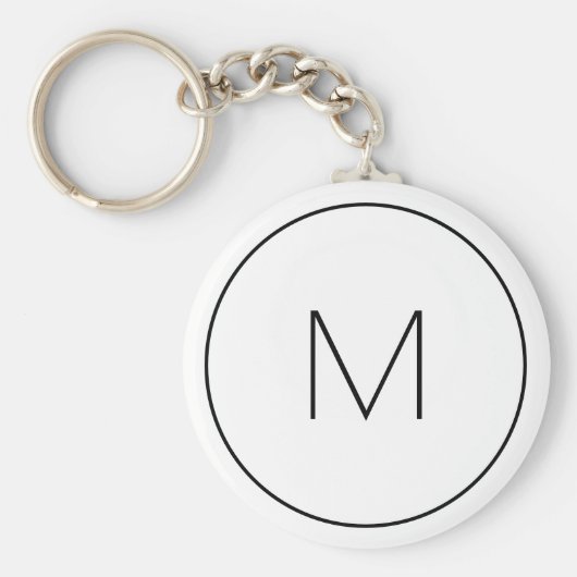 Minimalistischer weißer Monogramm-einfacher Single Schlüsselanhänger (Vorne)