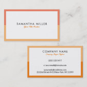 Minimalistischer weißer, orange gelber Rahmen Visitenkarte (Vorne/Hinten)