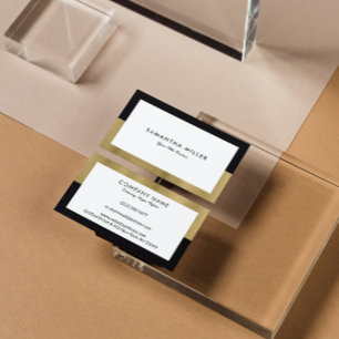 Minimalistischer weißer, schwarzer Goldrahmen Visitenkarte