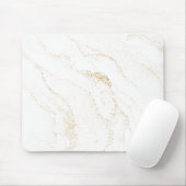 Minimalistischer weißer und goldener Marmor Mousepad (Mit Mouse)