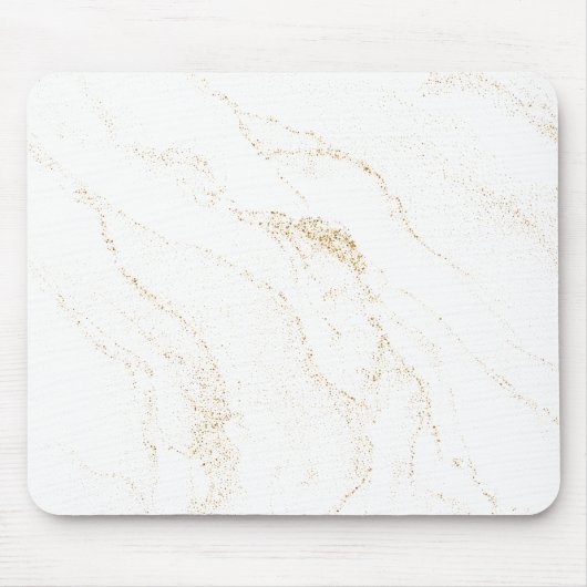 Minimalistischer weißer und goldener Marmor Mousepad (Vorne)
