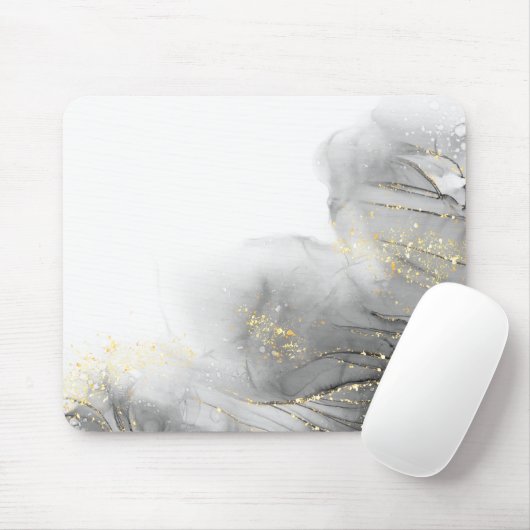 Minimalistischer weißer und goldener Marmor Mousepad (Mit Mouse)