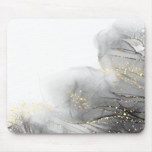 Minimalistischer weißer und goldener Marmor Mousepad (Vorne)