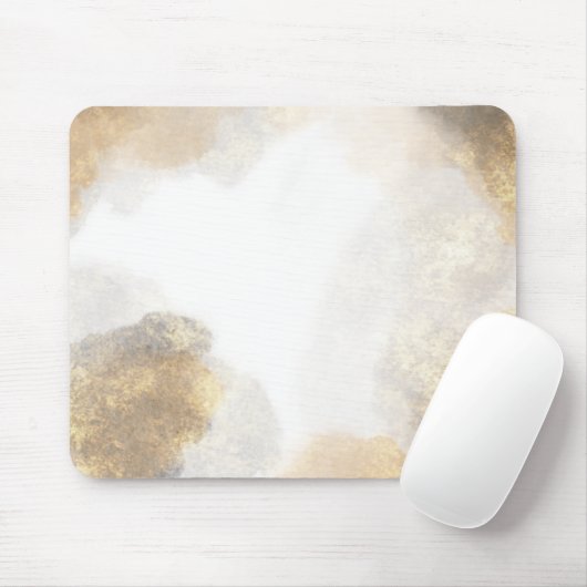 Minimalistischer weißer und goldener Marmor Mousepad (Mit Mouse)