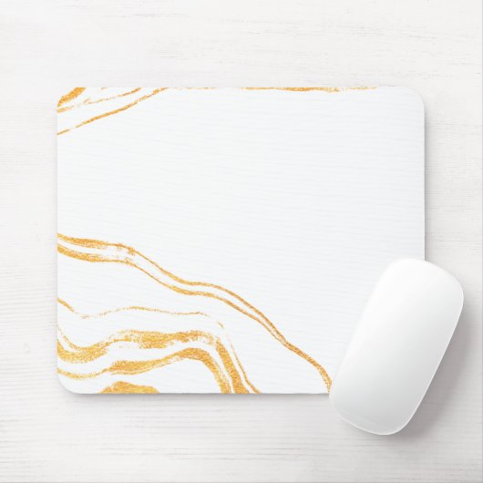 Minimalistischer weißer und goldener Marmor Mousepad (Mit Mouse)