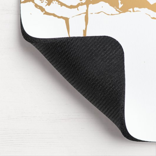 Minimalistischer weißer und goldener Marmor Mousepad (Ecke)