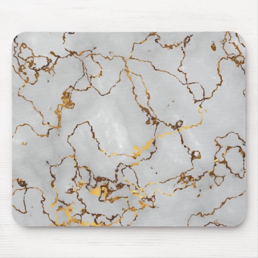 Minimalistischer weißer und goldener Marmor Mousepad (Vorne)