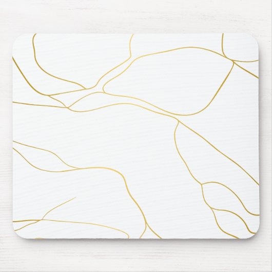 Minimalistischer weißer und goldener Marmor Mousepad (Vorne)