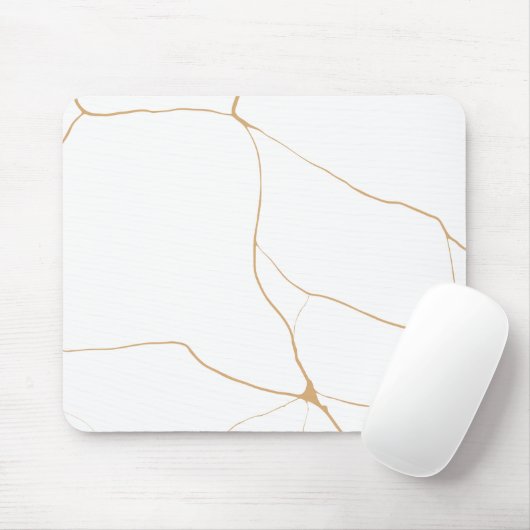 Minimalistischer weißer und goldener Marmor Mousepad (Mit Mouse)
