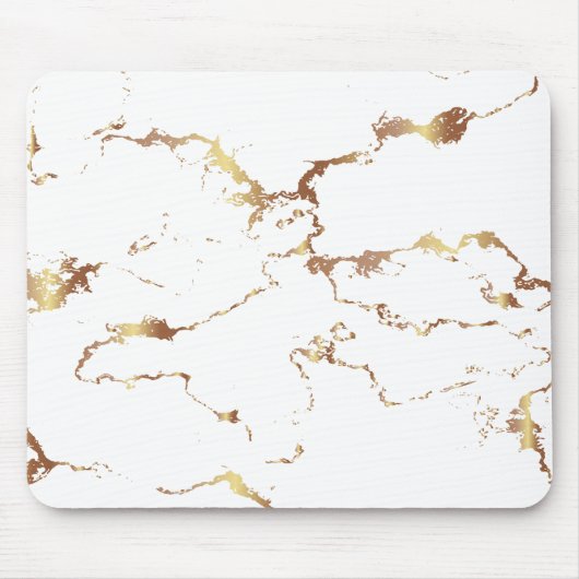 Minimalistischer weißer und goldener Marmor Mousepad (Vorne)