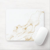 Minimalistischer weißer und goldener Marmor Mousepad (Mit Mouse)
