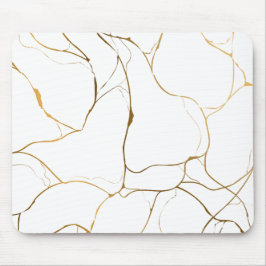 Minimalistischer weißer und goldener Marmor Mousepad
