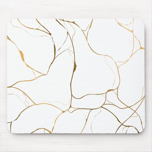 Minimalistischer weißer und goldener Marmor Mousepad (Vorne)