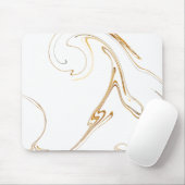 Minimalistischer weißer und goldener Marmor Mousepad (Mit Mouse)