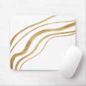Minimalistischer weißer und goldener Marmor Mousepad (Mit Mouse)
