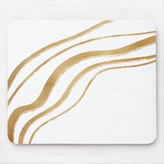 Minimalistischer weißer und goldener Marmor Mousepad (Vorne)
