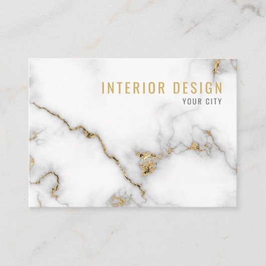 Minimalistischer weißer und goldener Marmor Visitenkarte (Vorderseite)
