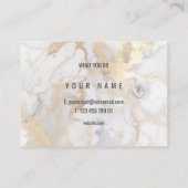 Minimalistischer weißer und goldener Marmor Visitenkarte (Rückseite)