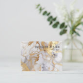 Minimalistischer weißer und goldener Marmor Visitenkarte (Stehend Vorderseite)