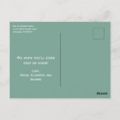 Minimalistischer weißer Zaun auf Grün, den wir bew Postkarte (Rückseite)