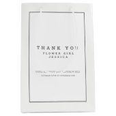 Minimalistischer weißgrauer Gastgeschenk Hochzeit Mittlere Geschenktüte (Vorderseite)