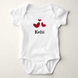 Minimalistischer White Baby Bodysuit mit Red Heart Baby Strampler