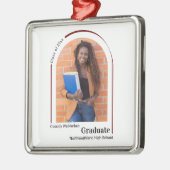 Minimalistischer White Burgundy Foto Abschluss Ornament Aus Metall (Links)