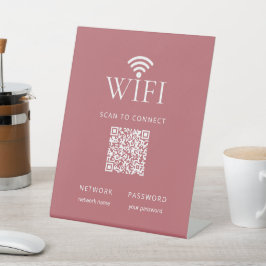 Minimalistischer WiFi-Passwort-QR-Code Dusty Pink Sockelschild