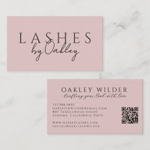 Minimalistischer Wimperntechniker QR-Code Blush Ro Visitenkarte